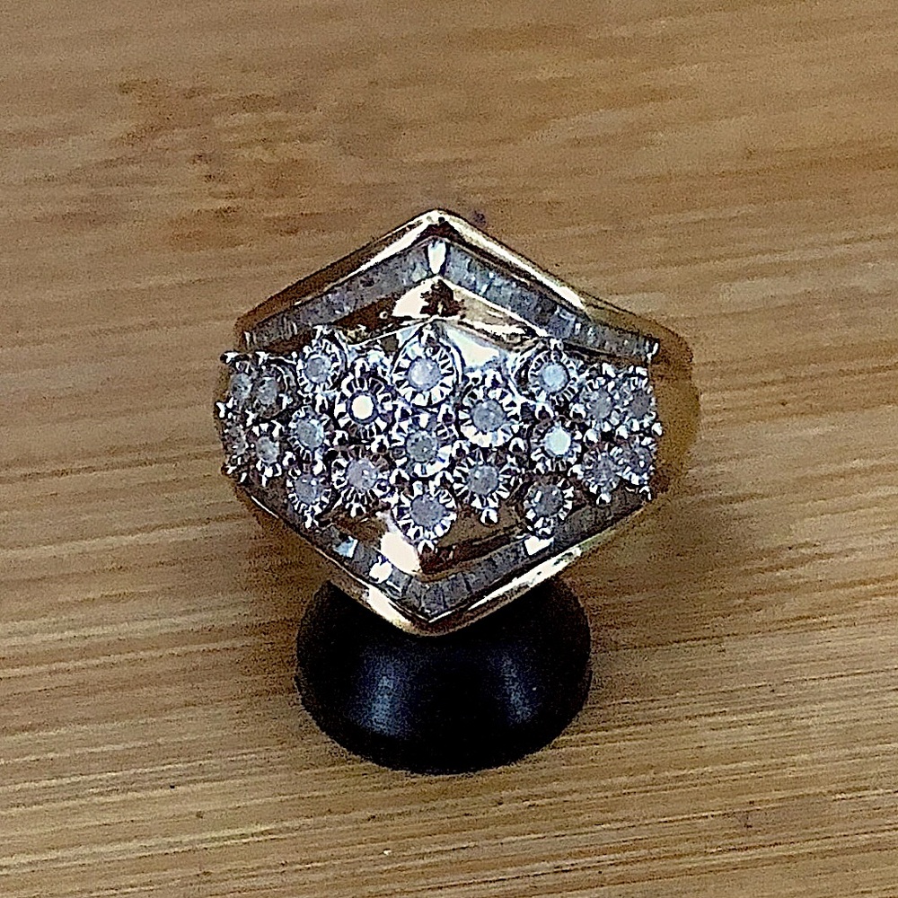 $165 Designer Vermeil & Genuine Diamonds Size 8 Well Marked